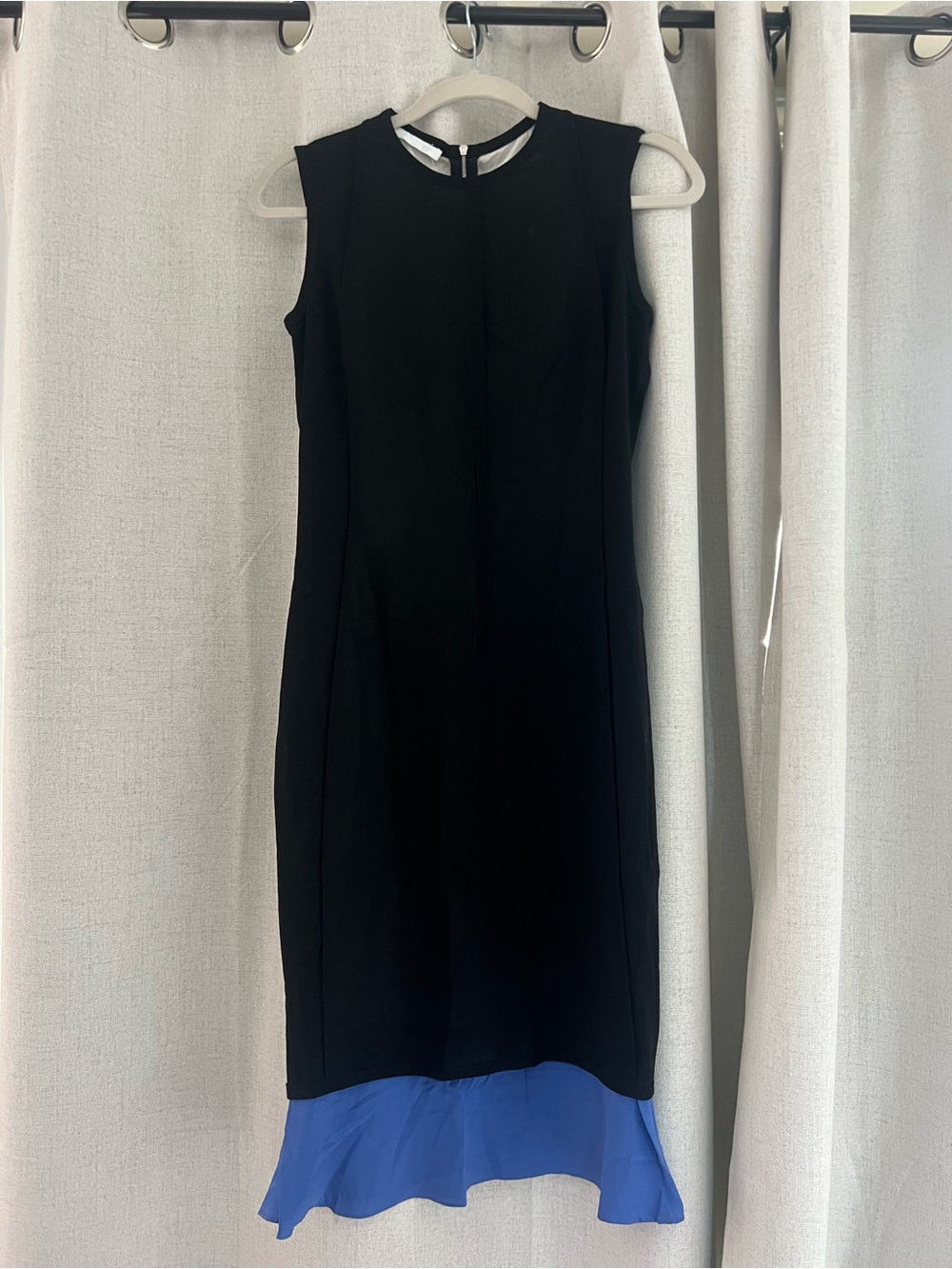 Narciso Rodriguez Black Dress with Blue Ruffle Hem